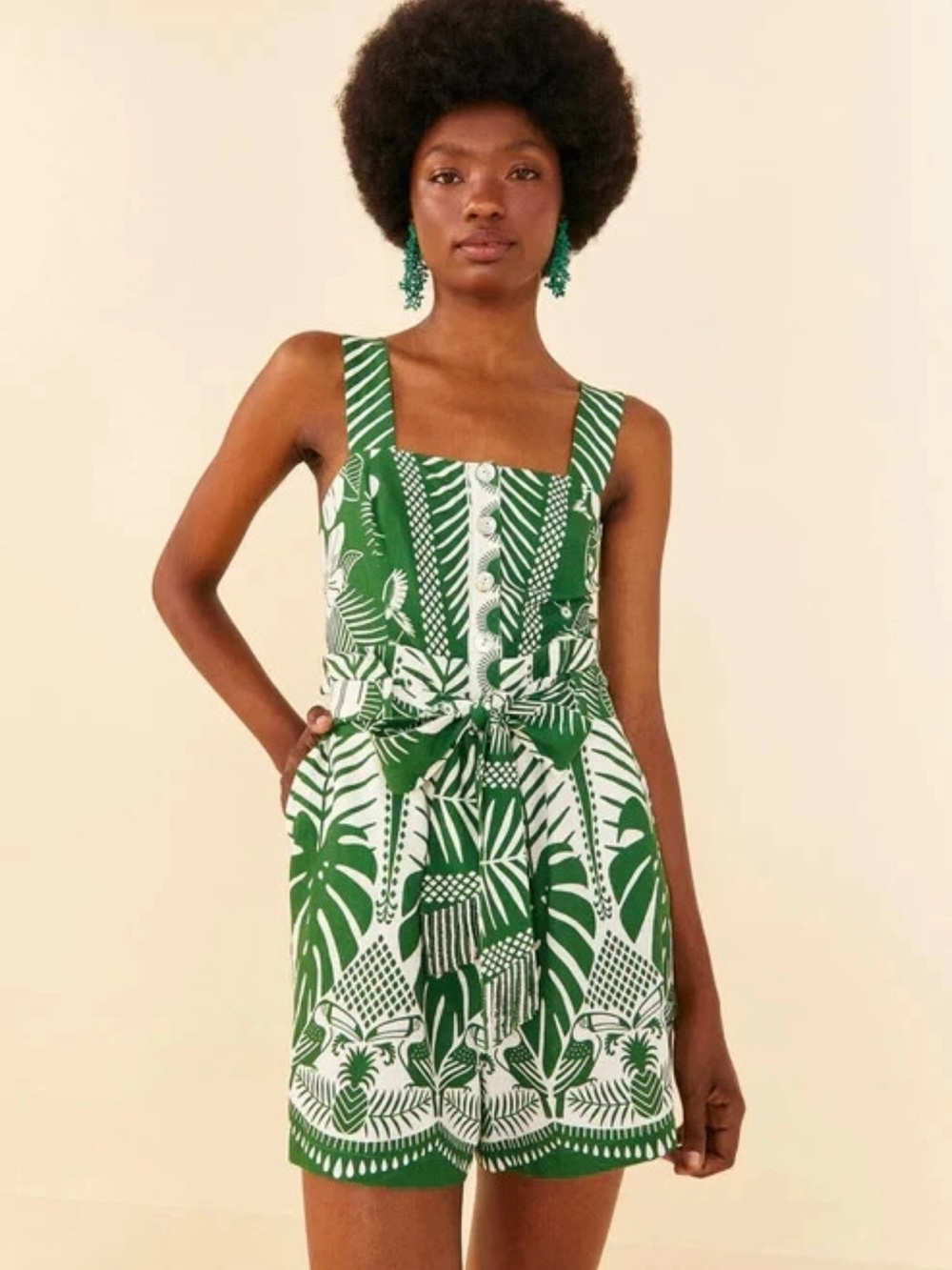 Farm Rio Women's Macaw Elegance Romper size XS